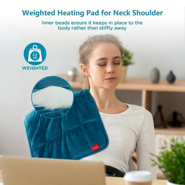 Alt view image 4 of 7 - Weighted Heating Pad for Back & Period, FSA Eligible Electric Heat Pad, Birthday Gifts for Women Men Mom Dad & Mother Day Gift, 2.2 lb HSA Neck Shoulder Heated Pad, 2H Auto-Off, 12x24