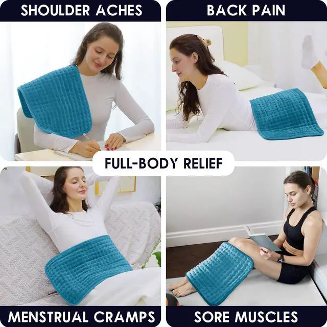 Alt view image 2 of 7 - Heating Pad for Back Pain Relief, 12" x 24" Electric Heating Pads for Cramps, Back, Shoulder and Neck with 6 Heat Settings, Fast-Heating Technology, Auto Shut Off, UL Certification, Blue