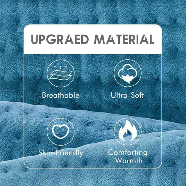 Alt view image 5 of 7 - Heating Pad for Back Pain Relief, 12" x 24" Electric Heating Pads for Cramps, Back, Shoulder and Neck with 6 Heat Settings, Fast-Heating Technology, Auto Shut Off, UL Certification, Blue