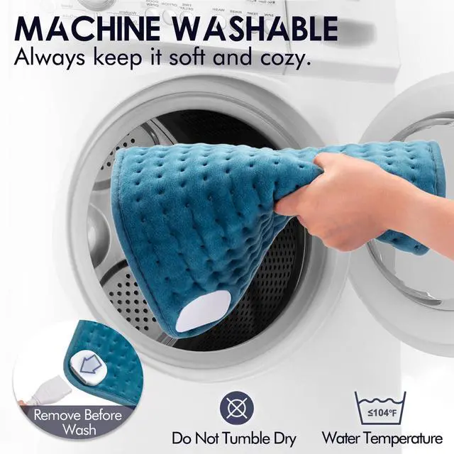 Alt view image 6 of 7 - Heating Pad for Back Pain Relief, 12" x 24" Electric Heating Pads for Cramps, Back, Shoulder and Neck with 6 Heat Settings, Fast-Heating Technology, Auto Shut Off, UL Certification, Blue