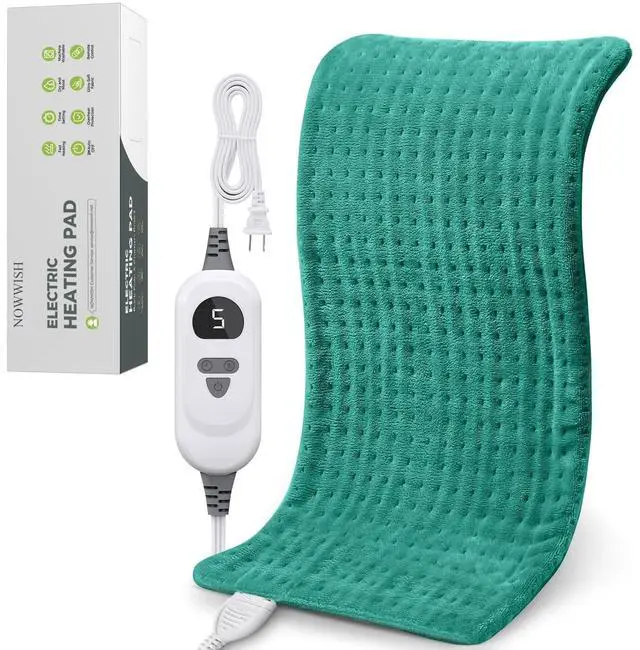 Main image of Heating Pad for Back, Period Cramps, Neck, Shoulder, Knee, 12x24 Inches Electric Throw with 6 Heat Settings, Timer and Auto Shut Off, Machine Washable, Birthday Gifts for Women, Green