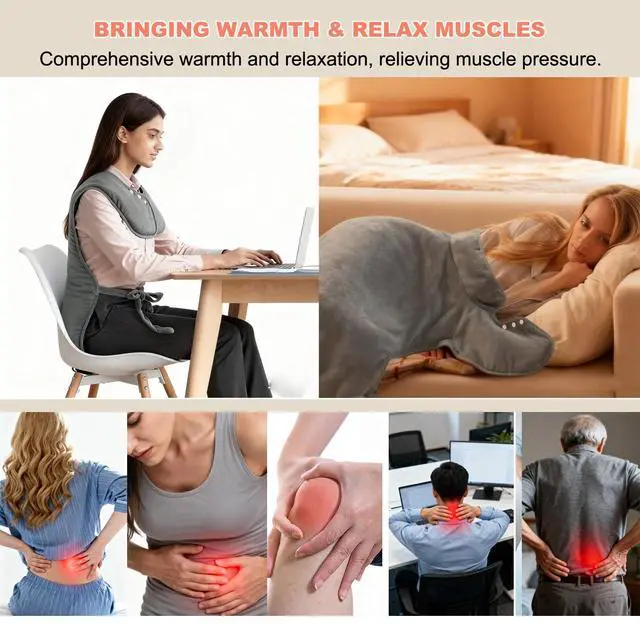 Alt view image 3 of 7 - Heating Pad for Neck Shoulders Back Pain Relief, Gifts for Women Men Mom Dad Elderly, Electric Large Heat Pad with 6 Heat Settings 4 Timers, ETL Certified (Back Hating Pad)