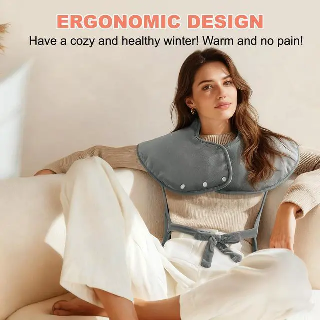 Alt view image 2 of 7 - Heating Pad for Neck Shoulders Back Pain Relief, Gifts for Women Men Mom Dad Elderly, Electric Large Heat Pad with 6 Heat Settings 4 Timers, ETL Certified (Back Hating Pad)