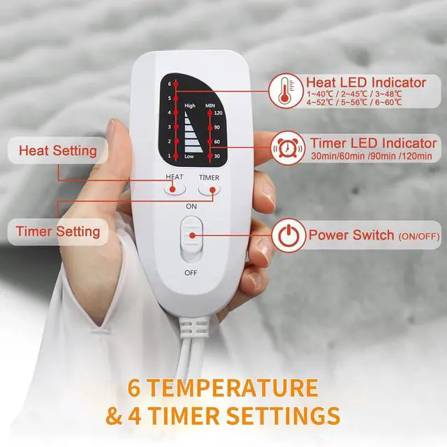 Alt view image 4 of 7 - Heating Pad for Neck Shoulders Back Pain Relief, Gifts for Women Men Mom Dad Elderly, Electric Large Heat Pad with 6 Heat Settings 4 Timers, ETL Certified (Back Hating Pad)