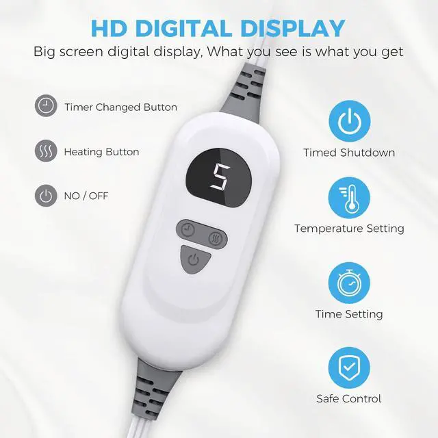 Alt view image 5 of 7 - Heating Pad for Back, Period Cramps, Neck, Shoulder, Knee, 12x24 Inches Electric Throw with 6 Heat Settings, Timer and Auto Shut Off, Machine Washable, Birthday Gifts for Women, Green