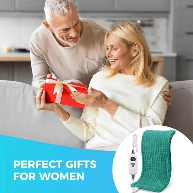 Alt view image 7 of 7 - Heating Pad for Back, Period Cramps, Neck, Shoulder, Knee, 12x24 Inches Electric Throw with 6 Heat Settings, Timer and Auto Shut Off, Machine Washable, Birthday Gifts for Women, Green