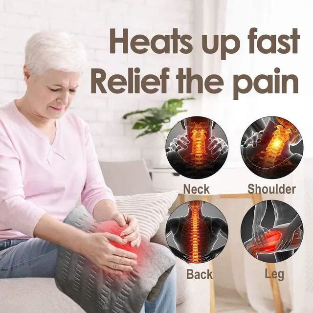 Alt view image 4 of 7 - Heating Pad for Back Pain and Cramps Relief - 12 x 24 Ultra-Soft Electric Heated Pad with 3 Heat Setting, Moist Heat & Auto Shut-Off - for Neck, Shoulder, Machine Washable