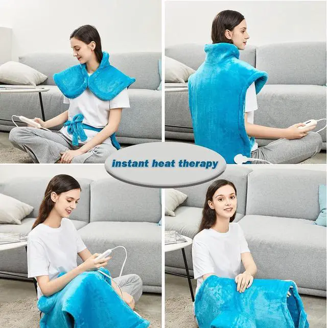 Alt view image 5 of 7 - Heating Pad for Back Pain,Mothers Day Gifts for Women Men Mom HerFSA Eligible HSA Approved,24'' x33''Fast Heating,Electric Heat Pad, 2H Auto-Off,Neck and Shoulder Heat Pad,ETL Certified,Blue