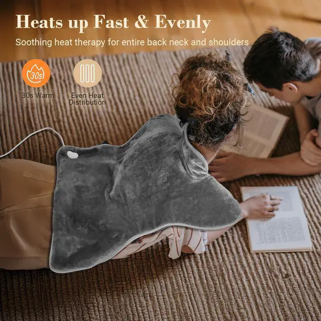 Alt view image 2 of 7 - Heating Pad for Back Pain Relief, FSA Eligible HSA, Electric Heating Pads for Back Neck Shoulders, Wearable Large Heat Pad, Gifts for Mom Women Dad Men, ETL Certified, 24 x 33, Gray
