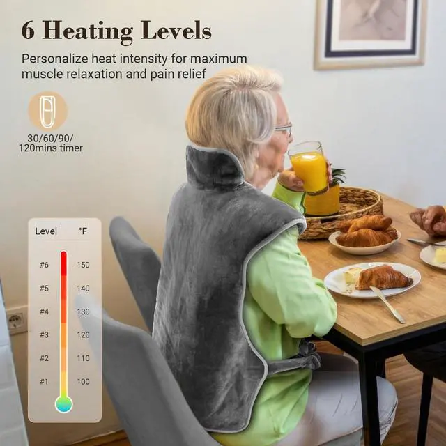 Alt view image 3 of 7 - Heating Pad for Back Pain Relief, FSA Eligible HSA, Electric Heating Pads for Back Neck Shoulders, Wearable Large Heat Pad, Gifts for Mom Women Dad Men, ETL Certified, 24 x 33, Gray