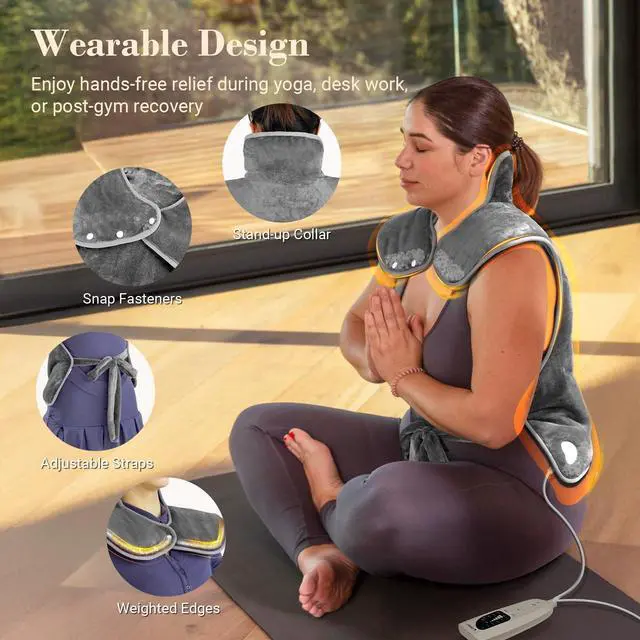 Alt view image 5 of 7 - Heating Pad for Back Pain Relief, FSA Eligible HSA, Electric Heating Pads for Back Neck Shoulders, Wearable Large Heat Pad, Gifts for Mom Women Dad Men, ETL Certified, 24 x 33, Gray