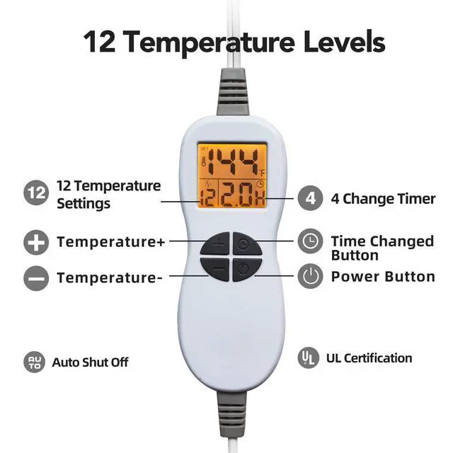 Alt view image 3 of 7 - 19''x24'' Weighted Neck & Shoulder Heating Pad, 2.5lbs with 12 Temperature Settings& 4 Auto-Off Timers, Pain Relief for Neck/Shoulder/Back, Christmas Gifts for Women Men Mom Dad(Light Tan)