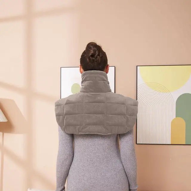 Alt view image 5 of 7 - 19''x24'' Weighted Neck & Shoulder Heating Pad, 2.5lbs with 12 Temperature Settings& 4 Auto-Off Timers, Pain Relief for Neck/Shoulder/Back, Christmas Gifts for Women Men Mom Dad(Light Tan)