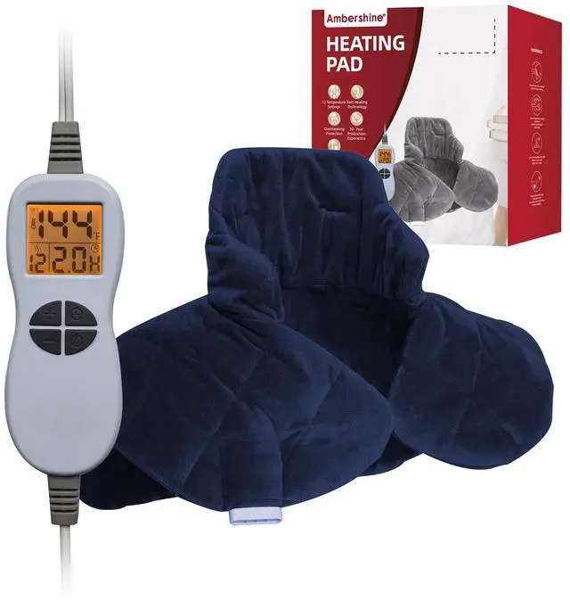 Main image of 19''x24'' Weighted Neck & Shoulder Heating Pad, 2.5lbs with 12 Temperature Settings& 4 Auto-Off Timers, Pain Relief for Neck/Shoulder/Back, Christmas Gifts for Women Men Mom Dad(Navy Blue)