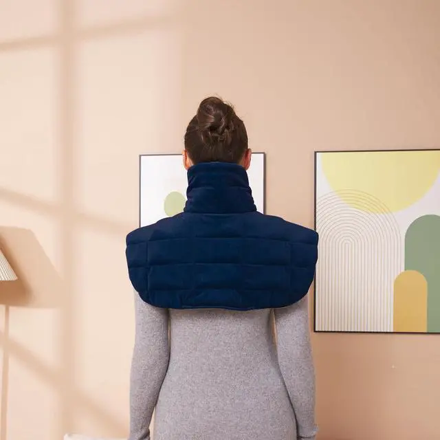 Alt view image 5 of 7 - 19''x24'' Weighted Neck & Shoulder Heating Pad, 2.5lbs with 12 Temperature Settings& 4 Auto-Off Timers, Pain Relief for Neck/Shoulder/Back, Christmas Gifts for Women Men Mom Dad(Navy Blue)