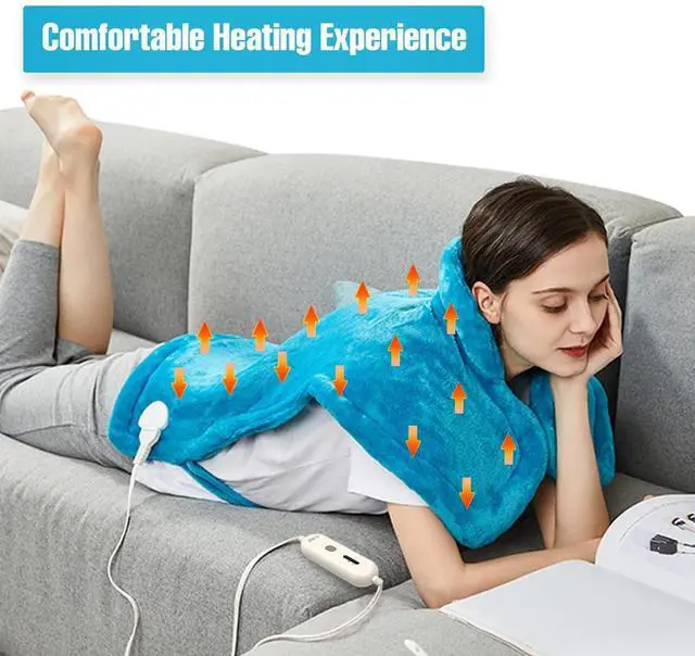 Alt view image 7 of 7 - Heating Pad for Back Pain,Mothers Day Gifts for Women Men Mom HerFSA Eligible HSA Approved,24'' x33''Fast Heating,Electric Heat Pad, 2H Auto-Off,Neck and Shoulder Heat Pad,ETL Certified,Blue