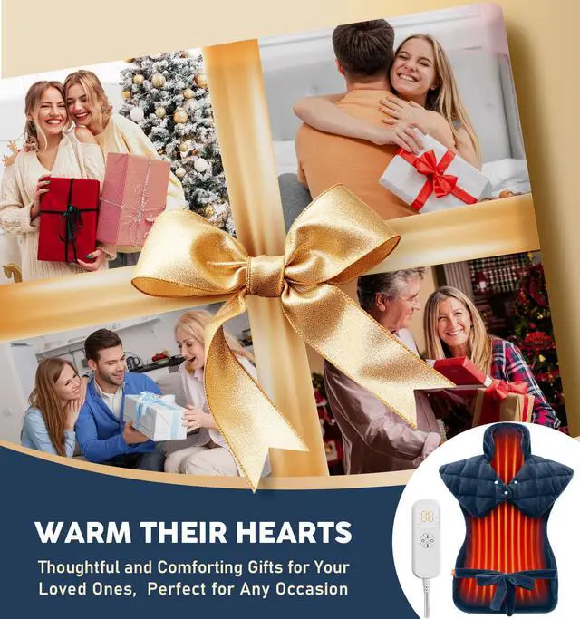 Alt view image 7 of 7 - Electric Heating Pad for Neck Shoulders and Back Pain Relief, Christmas Gifts for Women Men Mom Dad Elderly, Large Weighted Neck Shoulders & Back Heat Pad, 6 Heat Settings Auto-Off, Gray