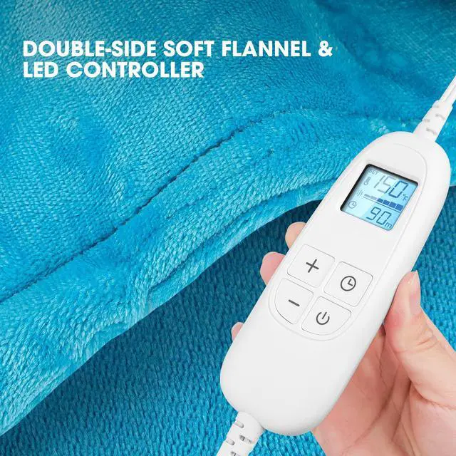 Alt view image 5 of 7 - Electric Heating Pad for Neck and Shoulders and Back Pain Relief, FLUFFYWARMTH 24"x33" Large with 3 Heating Levels and 3 Timers Auto Off, ETL & FCC Certified, Neck Shoulder Back Heating Heat Pad