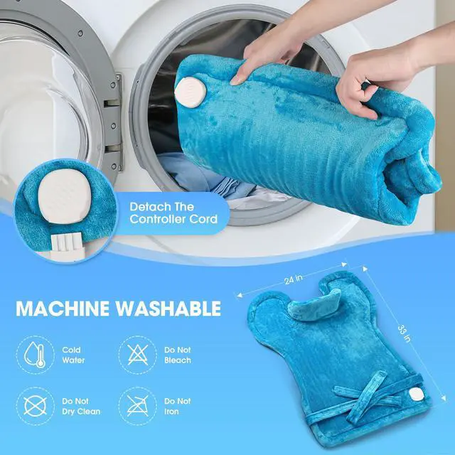 Alt view image 7 of 7 - Electric Heating Pad for Neck and Shoulders and Back Pain Relief, FLUFFYWARMTH 24"x33" Large with 3 Heating Levels and 3 Timers Auto Off, ETL & FCC Certified, Neck Shoulder Back Heating Heat Pad