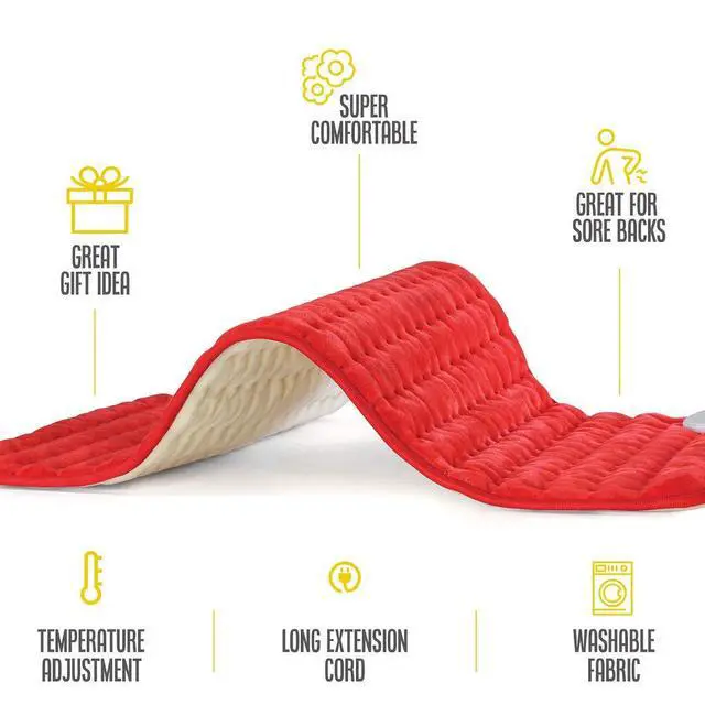 Alt view image 3 of 7 - Heating pad - Electric Best for Back Pain and Cramps Relief 2 Hour auto Off Measures 24" X 12" Moist with Many Adjustable Setting Heats Fast