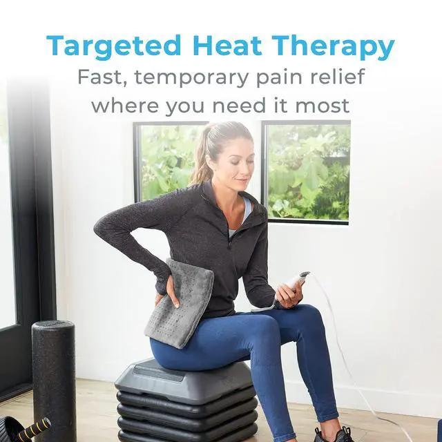 Alt view image 2 of 7 - PureRelief® XL Heating Pad - 12" x 24" Electric Heating Pad for Back Pain & Cramps, 6 Heat Settings, Soft Machine Wash Fabric, Auto-Off & Moist Heat (Charcoal Gray)