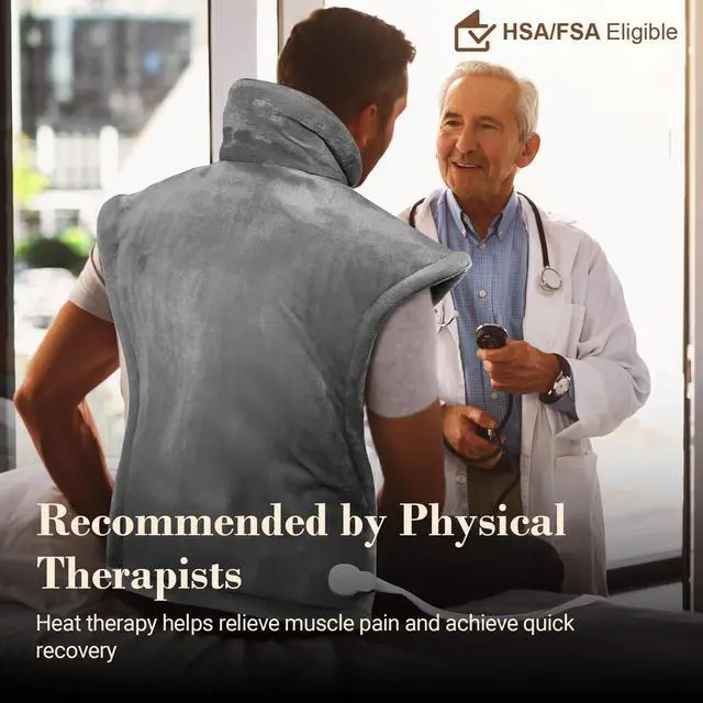 Alt view image 6 of 7 - Large Heating Pad for Back, FSA Eligible HSA Heating Pad for Neck and Shoulders and Back, Heated Neck Wrap, 3 Heat Levels & 90-Mins Auto Shut Off, Gifts for Women Men