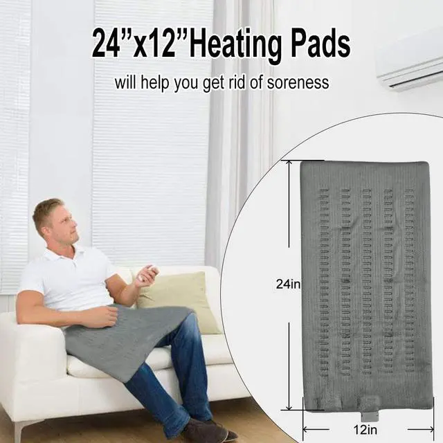 Alt view image 5 of 7 - Weighted Heating Pad for Back Pain and Cramps Relief,12"x24" Large Heating Pad with Auto-Off, Moist Heat, for Neck, Shoulder, Machine Washable Hot Heated Pad