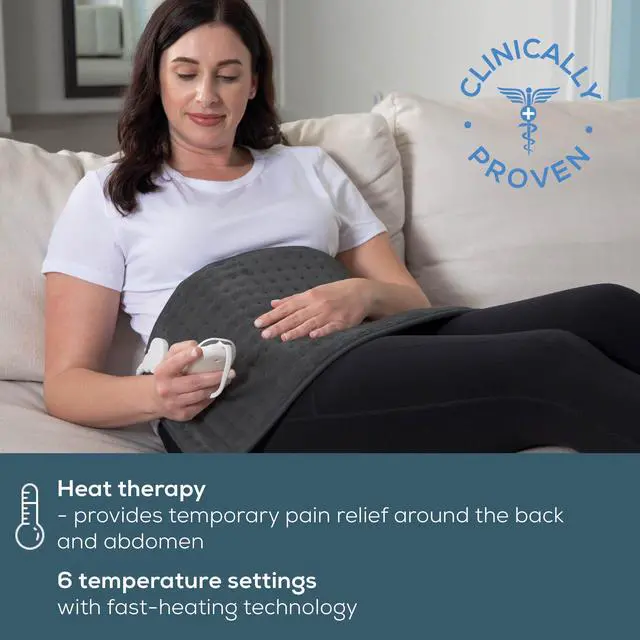Alt view image 3 of 7 - UHP26DRKGRY Heating Pad for Back/Shoulder/Neck/Knee/Leg, Soft Fabric, Fast Heating, XL Size 12 x 24, 6 Temperature Settings, 2-Hour Auto-Off, Machine Washable