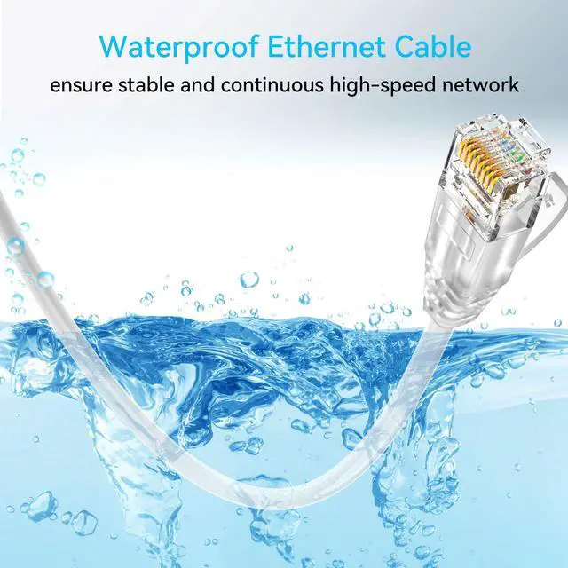 Alt view image 6 of 6 - Cat6a Ethernet Cable Slim 50ft Outdoor&Indoor, 28AWG Pure Copper Cat6 Internet Cable for Waterproof & Direct Burial, Flexible Cat6 Ethernet Cable 10G 550MHZ, Cat 6 Network cable for Indoor White