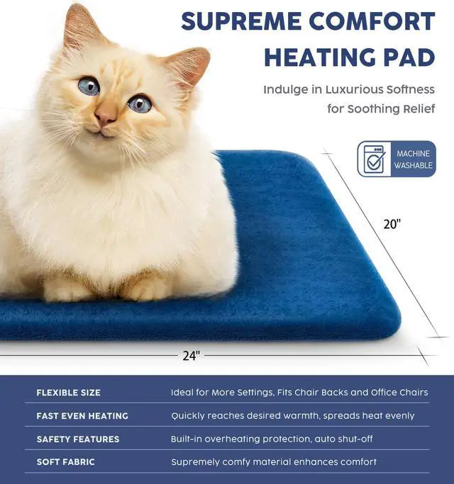 Alt view image 6 of 7 - Heating Pad for Back Pain & Cramps, 24"x 20" Electric Heating Pad for Shoulder, Neck, Cramp, Menstrual Pain, Christmas Gifts for Women Men Mom Dad, Auto-Off, Machine Washable, Moist/Dry Heat pad, Blue