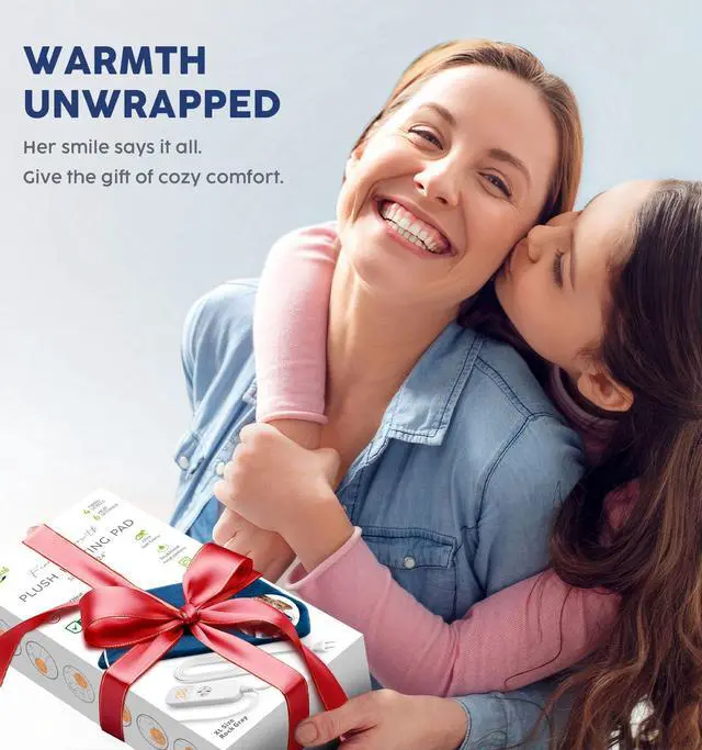 Alt view image 7 of 7 - Heating Pad for Back Pain & Cramps, 24"x 20" Electric Heating Pad for Shoulder, Neck, Cramp, Menstrual Pain, Christmas Gifts for Women Men Mom Dad, Auto-Off, Machine Washable, Moist/Dry Heat pad, Blue