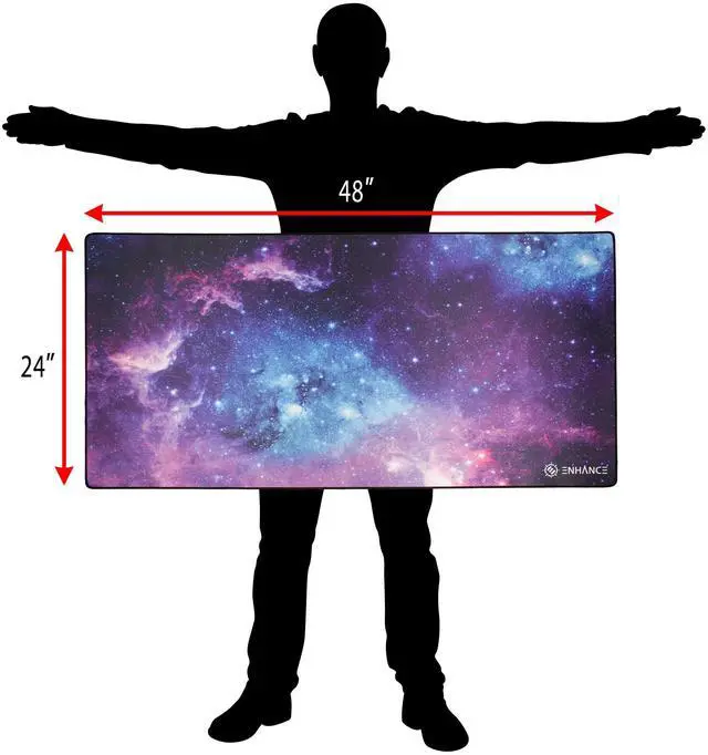 Alt view image 3 of 7 - XXXL Gaming Computer Desk Mat - 3XL Large Mouse Mat (48x24 Mouse Pad) Cushion Padding for Office Desk, Extended Table Mousepad with Smooth Tracking Surface and Non-Slip Rubber Grip - Galaxy