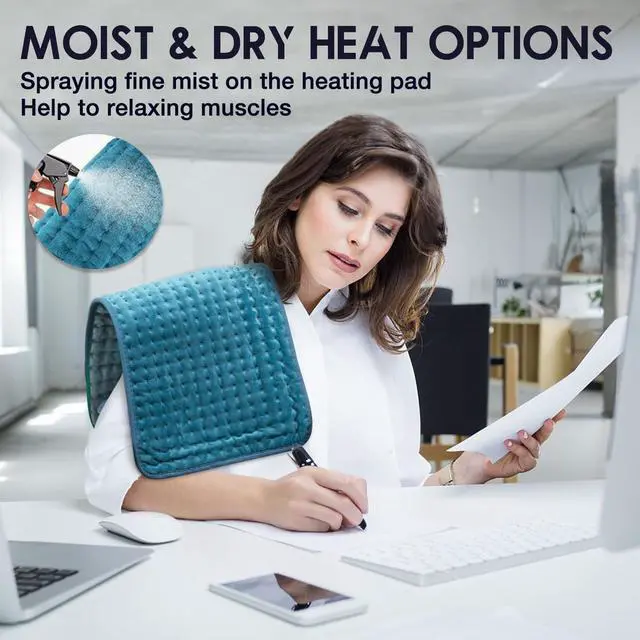 Alt view image 4 of 7 - Heating Pad for Back Pain Relief, 12" x 24" Electric Heating Pads for Cramps, Back, Shoulder and Neck with 6 Heat Settings, Fast-Heating Technology, Auto Shut Off, UL Certification, Blue