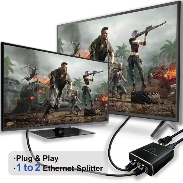 Alt view image 4 of 7 - Gigabit Ethernet Splitter 1 to 2 High Speed, 1000Mbps Internet Splitter 1 in 2 Out, LAN with USB Power Cable, RJ45 for Cat5/5e/6/7/8 Cable(2 Devices Simultaneously Networking)