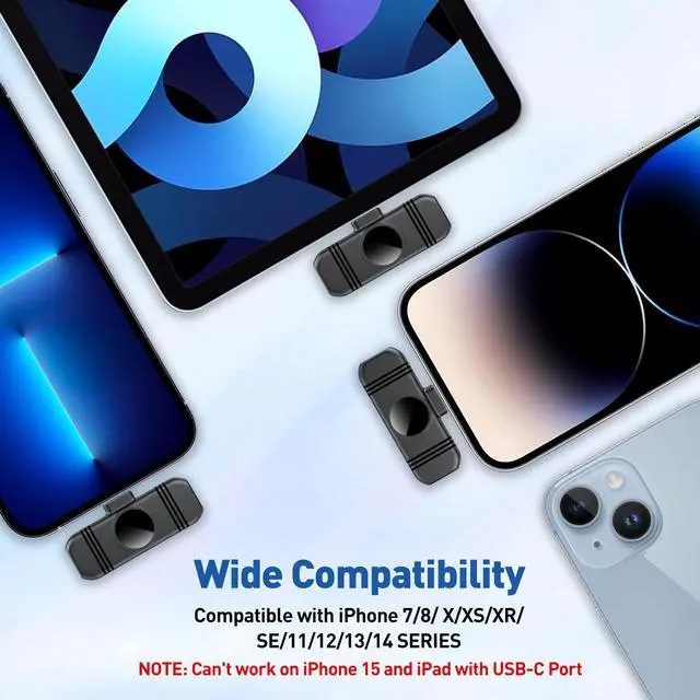 Alt view image 3 of 6 - VEZQUA Lapel Microphone for iPhone 14/13/12,Clip on Microphone with Noise Reduction for Recording,Interviews,Live Streaming,Podcast,Content Creator,Vlog,TikTok,YouTube 2 Pack (Lightning)