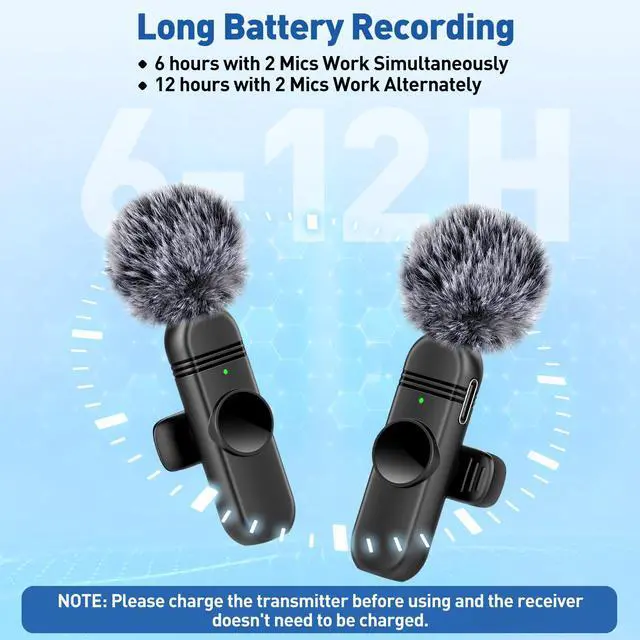 Alt view image 4 of 6 - VEZQUA Lapel Microphone for iPhone 14/13/12,Clip on Microphone with Noise Reduction for Recording,Interviews,Live Streaming,Podcast,Content Creator,Vlog,TikTok,YouTube 2 Pack (Lightning)