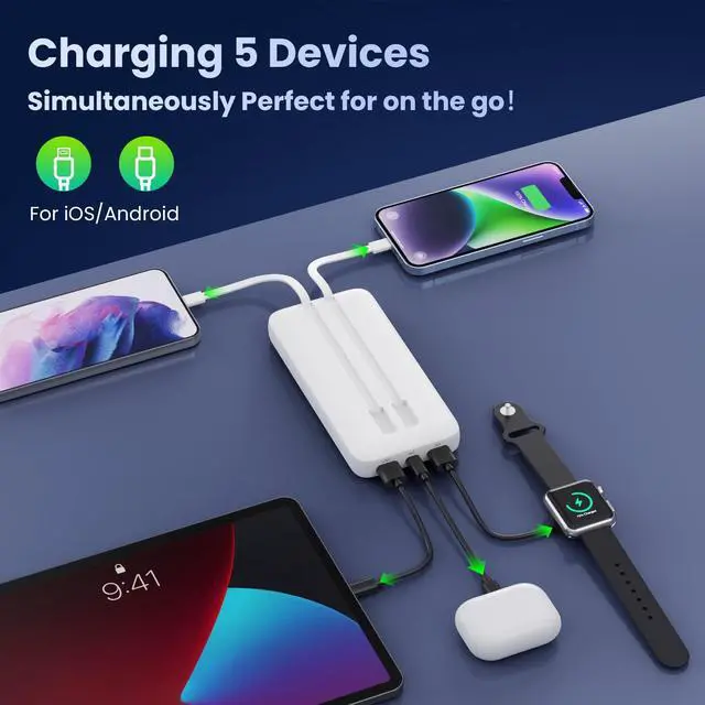 Alt view image 2 of 5 - Portable Charger 40,800mAh Power Bank,25W PD QC 4.0 Fast Charging Portable Phone Charger with Built-in Cables,LCD Display USB C Travel Essentials Battery Pack for iPhone 17/16/15/14,Android Samsung