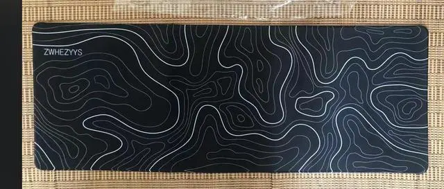 Alt view image 6 of 6 - Abstract Topographic Map Black Mouse Pad Big Gaming Mouse Pad XXL Mousepad Large Keyboard Mat with Non-Slip Rubber Base Stitched Edges Mouse Mat Desk Pad for Gaming and Office