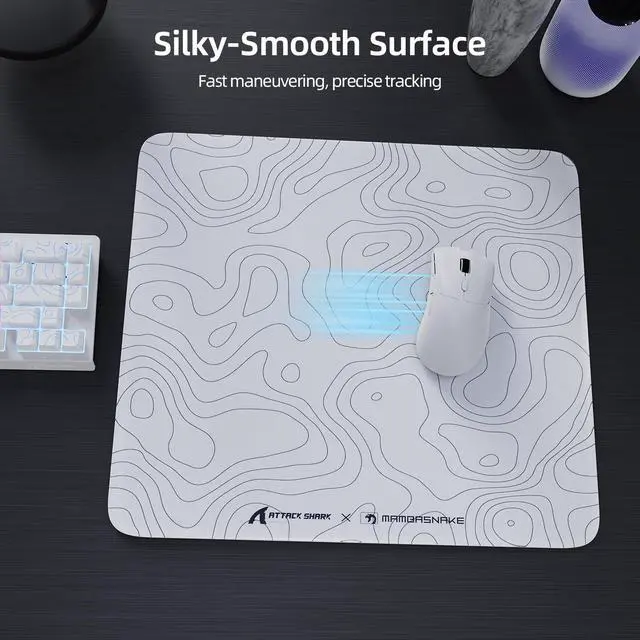Alt view image 3 of 7 - CM05 Glass Gaming Mouse Pad,17.7x15.7 in Large Mouse MatNon Slip 9H Hard Mousepads,Nano-Textured Glass Surface with Improved Precision and Speed for FPS Players-White Contour