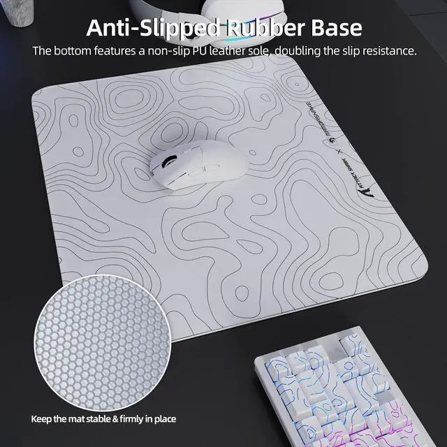 Alt view image 5 of 7 - CM05 Glass Gaming Mouse Pad,17.7x15.7 in Large Mouse MatNon Slip 9H Hard Mousepads,Nano-Textured Glass Surface with Improved Precision and Speed for FPS Players-White Contour