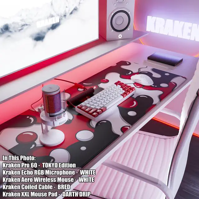 Alt view image 4 of 5 - Kraken Gaming Mouse Pad Large Red XXL Mouse Pad for Gaming - Desk Mat for Keyboard - Thick Artisan Mousepad for Desk (Darth Drip)