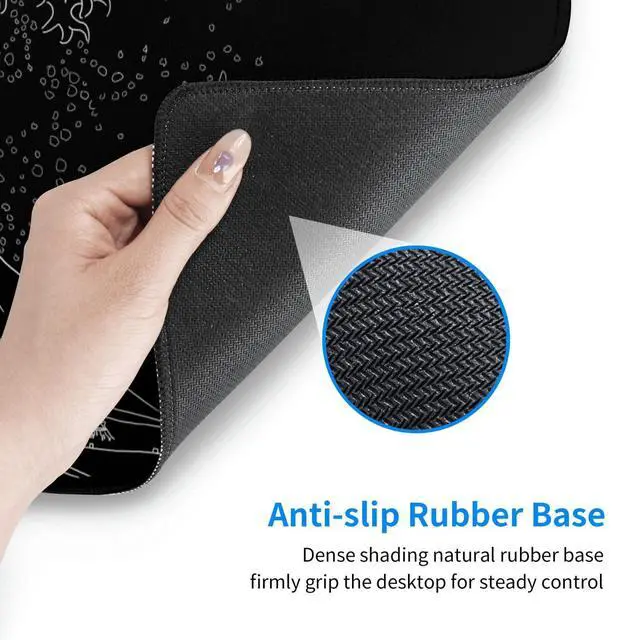 Alt view image 6 of 7 - Japanese Sea Wave Large Mouse Pad, Anime Black Gaming, Extended Kanagawa Mat Desk Pad, 3mm Thick Long Non-Slip Rubber Base Mice Pad, 31.5 X 11.8 Inch