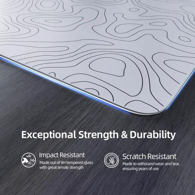 Alt view image 4 of 7 - CM05 Glass Gaming Mouse Pad,17.7x15.7 in Large Mouse MatNon Slip 9H Hard Mousepads,Nano-Textured Glass Surface with Improved Precision and Speed for FPS Players-White Contour