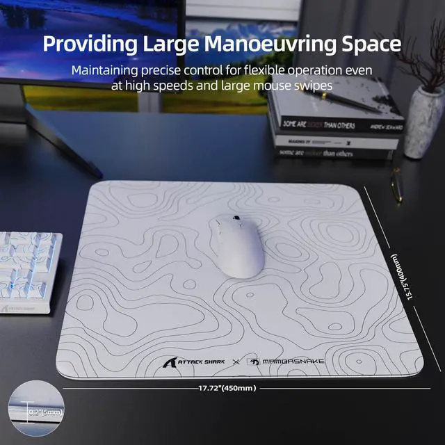 Alt view image 7 of 7 - CM05 Glass Gaming Mouse Pad,17.7x15.7 in Large Mouse MatNon Slip 9H Hard Mousepads,Nano-Textured Glass Surface with Improved Precision and Speed for FPS Players-White Contour