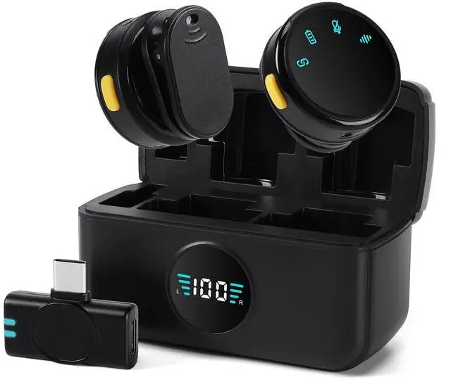 Main image of Mini Microphone for iPhone 15 16 17/Android/Tablets with USB C Plug,Wireless Lavalier Microphone with Charging case,30H Battery Life,Noise Reduction,Clip-on Mic for Video Recording,YouTube,TikTok