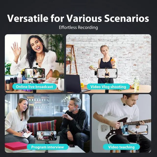 Alt view image 7 of 7 - Mini Microphone for iPhone 15 16 17/Android/Tablets with USB C Plug,Wireless Lavalier Microphone with Charging case,30H Battery Life,Noise Reduction,Clip-on Mic for Video Recording,YouTube,TikTok