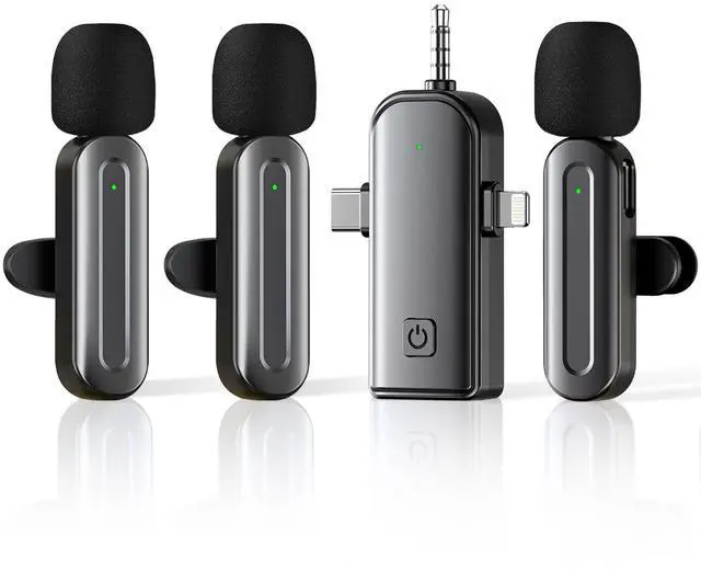 Main image of 3 in 1 Wireless Lavalier Microphones for iPhone,Android,USB-C,Camera,Built-in Reduction ChipNoise,Plug-Play, 2.4G Ultra-Low Delay Mini Microphone for Interview/tiktok/Vlog/YouTube(3 MIC)