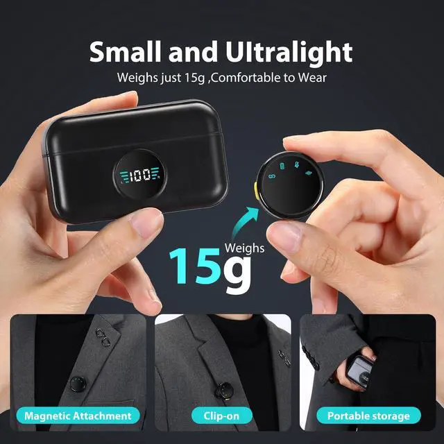 Alt view image 5 of 7 - Mini Microphone for iPhone 15 16 17/Android/Tablets with USB C Plug,Wireless Lavalier Microphone with Charging case,30H Battery Life,Noise Reduction,Clip-on Mic for Video Recording,YouTube,TikTok