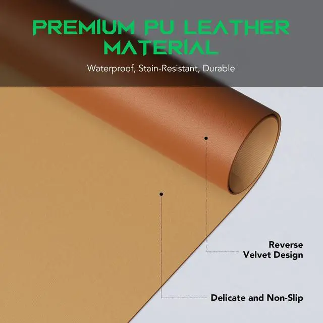 Alt view image 2 of 6 - Non-Slip Desk Mat, Gaming Mouse Pad (23.6" x 13.7" x 0.12"), Easy-to-Clean Laptop Keyboard Mouse Pad, Writing Pad, Waterproof Desktop Protector, Suitable for Office/Home - Manta P8 Brown