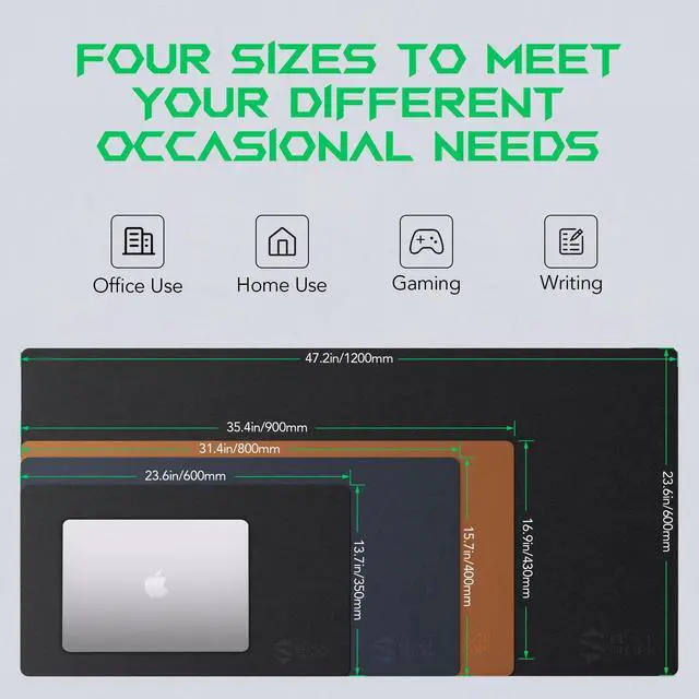 Alt view image 3 of 6 - Non-Slip Desk Mat, Gaming Mouse Pad (23.6" x 13.7" x 0.12"), Easy-to-Clean Laptop Keyboard Mouse Pad, Writing Pad, Waterproof Desktop Protector, Suitable for Office/Home - Manta P8 Brown